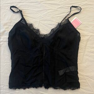 NWT: Chic Black Camisole with Lace Detail